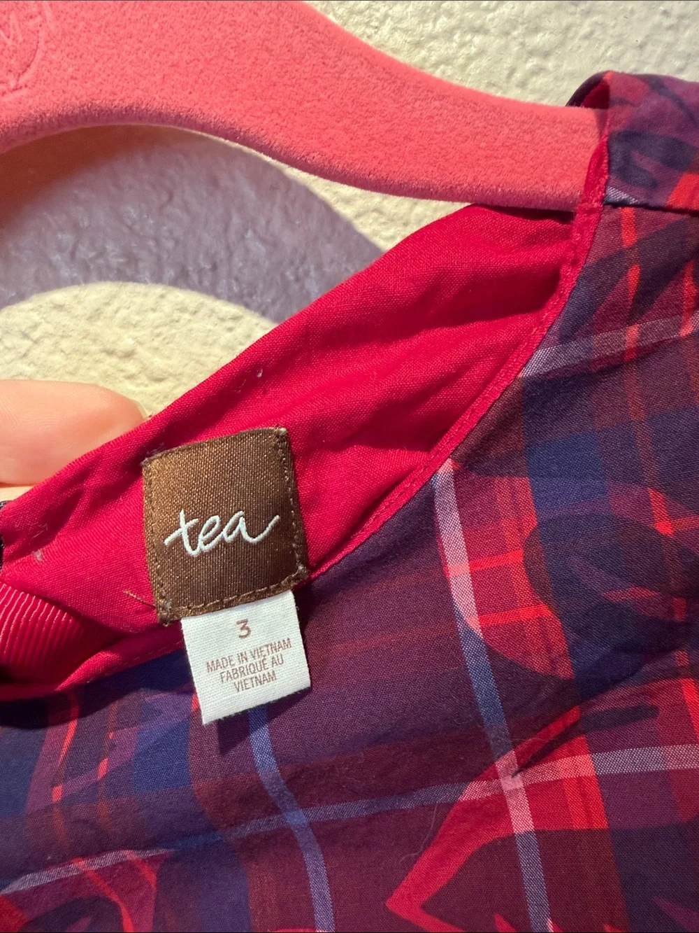 Tea Girl’s Culzean Castle Rose Tartan Plaid Red Blue Dress Size 3